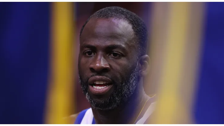 Draymond Green #23 of the Golden State Warriors on the bench during the NBA game at PHX Arena on April 08, 2025 in Phoenix, Arizona.