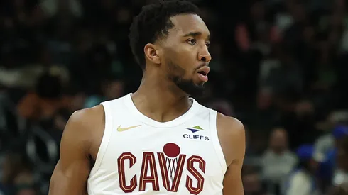 Donovan Mitchell #45 of the Cleveland Cavaliers handles the ball during a game against the Milwaukee Bucks at Fiserv Forum on March 09, 2025 in Milwaukee, Wisconsin.