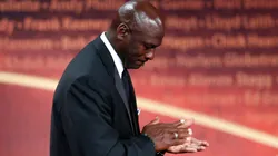 Hall of Fame player Michael Jordan applauds after Phil Knight was inducted during the Basketball Hall of Fame Enshrinement Ceremony at Symphony Hall on September 7, 2012 in Springfield, Massachusetts.