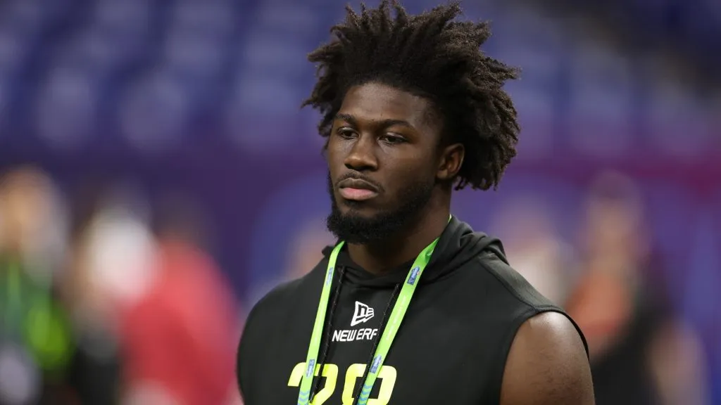 Jalon Walker #LB28 of Georgia participates in a drill during the NFL Scouting Combine at Lucas Oil Stadium on February 27, 2025. (Source: Stacy Revere/Getty Images)