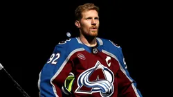 Gabriel Landeskog #92 of the Colorado Avalanche looks on before the game against the Dallas Stars in Game Three of the First Round of the 2025 Stanley Cup Playoffs at Ball Arena on April 23, 2025 in Denver, Colorado.