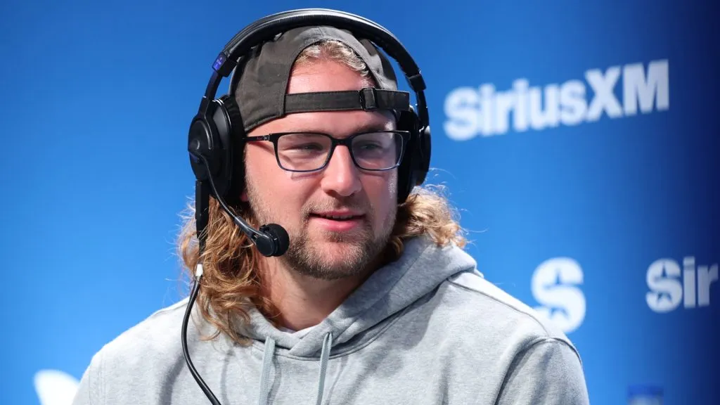 Tyler Warren speaks on SiriusXM at Super Bowl LIX on February 06, 2025. (Source: Cindy Ord/Getty Images for SiriusXM)