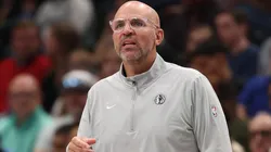 Head coach Jason Kidd of the Dallas Mavericks gives instructions to his team during the first half against the Toronto Raptors at American Airlines Center on April 11, 2025 in Dallas, Texas.