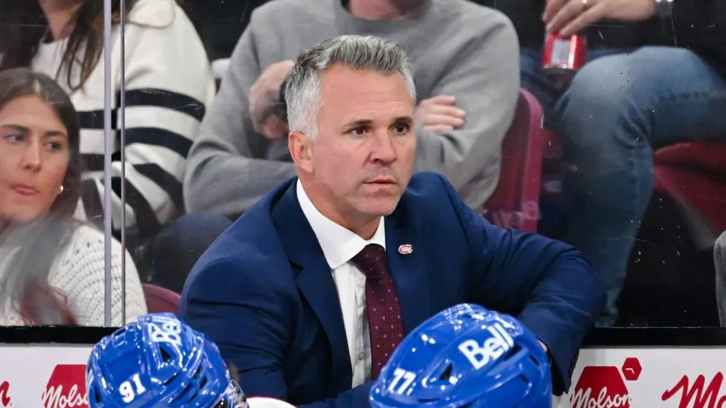 Head coach Martin St. Louis of the Montreal Canadiens handles bench duties during the third period against the Ottawa Senators at the Bell Centre on October 12, 2024 in Montreal, Quebec, Canada.