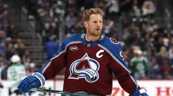 Gabriel Landeskog #92 of the Colorado Avalanche warms up before the game against the Dallas Stars in Game Three of the First Round of the 2025 Stanley Cup Playoffs at Ball Arena on April 23, 2025 in Denver, Colorado.