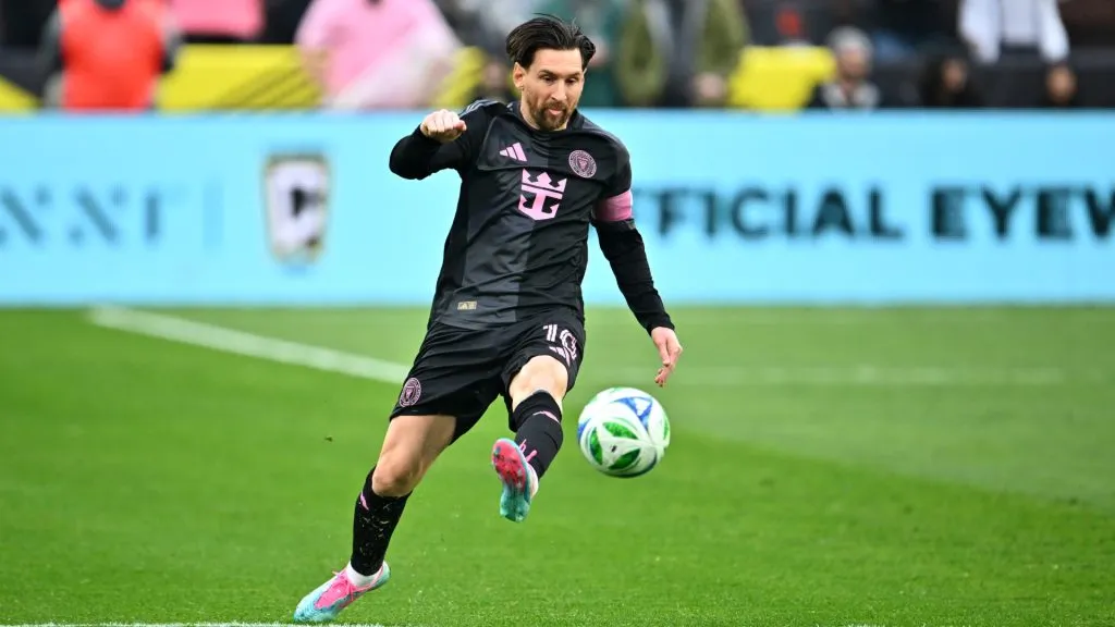 Lionel Messi #10 of Inter Miami moves the ball down field during the second half against the Columbus Crew at Huntington Bank Field. (Jason Miller/Getty Images)