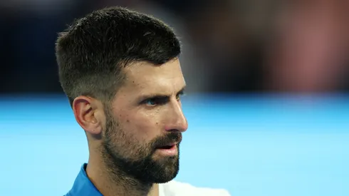 Novak Djokovic of Serbia looks on against Tomas Machac of the Czech Republic during the 2025 Australian Open.