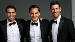 Tennis legends Rafael Nadal, Roger Federer and Novak Djokovic.