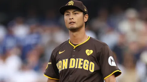 Yu Darvish looks on during the first inning of Game Five of the Division Series.