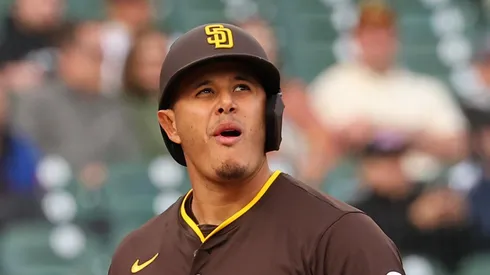 Manny Machado #13 of the San Diego Padres plays against the Detroit Tigers at Comerica Park on April 21, 2025 in Detroit, Michigan.