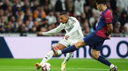 Kylian Mbappe of Real Madrid and Pau Cubarsi of FC Barcelona