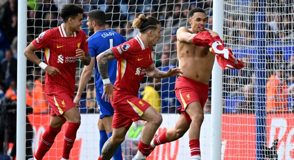 Liverpool celebrating a goal