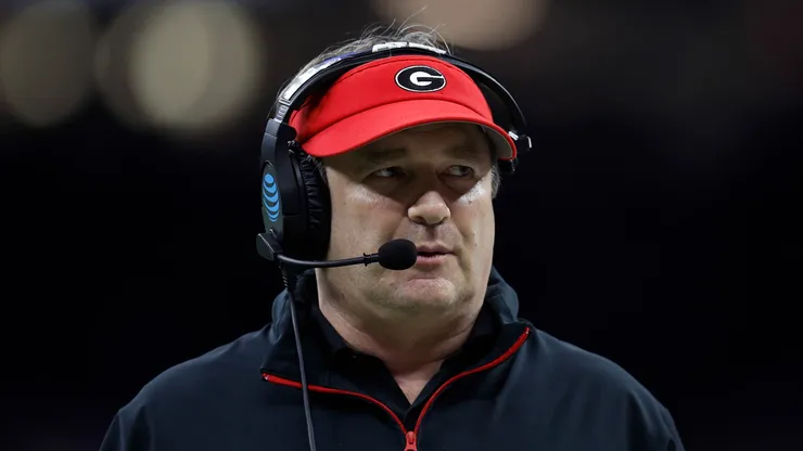 Kirby Smart looks on vs Notre Dame during the Allstate Sugar Bowl on January 02, 2025 in New Orleans.