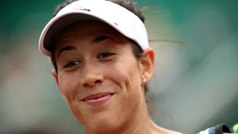 Garbine Muguruza of Spain looks on after winning her first round match against Francesca Schiavone of Italy on day two of the 2017 French Open at Roland Garros.