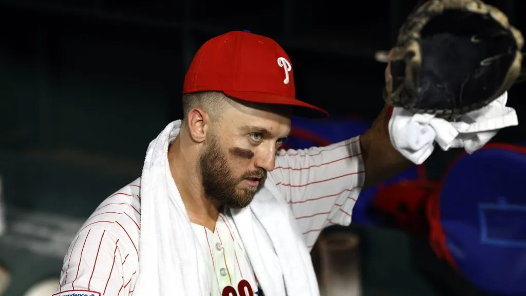 Kody Clemens #2 of the Philadelphia Phillies reacts after hitting a walk-off single