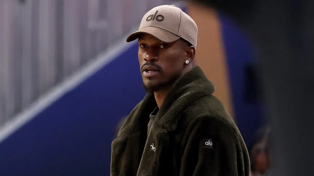 Jimmy Butler looks on