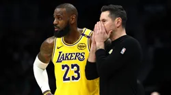 Head coach JJ Redick and LeBron James #23 of the Los Angeles Lakers.