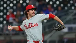Jordan Romano #68 of the Philadelphia Phillies pitches in the eighth inning against the Atlanta Braves at Truist Park on April 10, 2025 in Atlanta, Georgia.