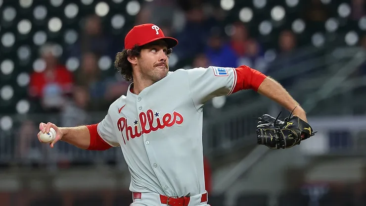Jordan Romano #68 of the Philadelphia Phillies pitches in the eighth inning against the Atlanta Braves at Truist Park on April 10, 2025 in Atlanta, Georgia.
