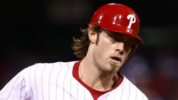 Jayson Werth #28 of the Philadelphia Phillies trots around the bases after hitting a solo home run in the second inning against the New York Yankees.