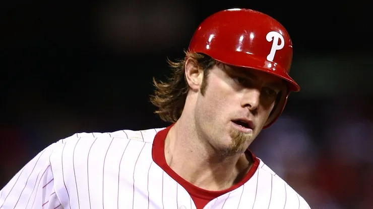 Jayson Werth #28 of the Philadelphia Phillies trots around the bases after hitting a solo home run in the second inning against the New York Yankees.