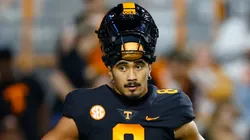 Nico Iamaleava #8 of the Tennessee Volunteers warms up prior to the game against the Kentucky Wildcats at Neyland Stadium on November 02, 2024 in Knoxville, Tennessee.