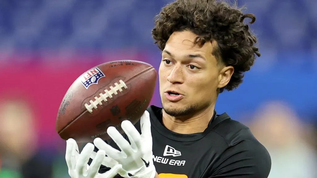 Jayden Higgins #WO18 of Iowa State participates in a drill during the NFL Scouting Combine at Lucas Oil Stadium on March 01, 2025. (Source: Stacy Revere/Getty Images)