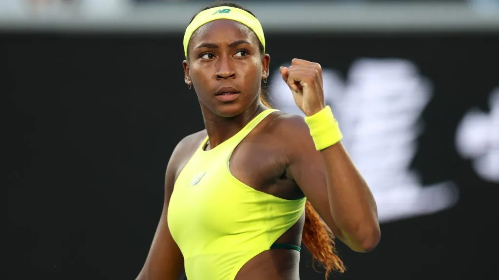 Coco Gauff of the United States celebrates a point in the Women’s Singles Third Round match against Leylah Fernandez of Canada during day six of the 2025 Australian Open. (Source: Clive Brunskill/Getty Images)
