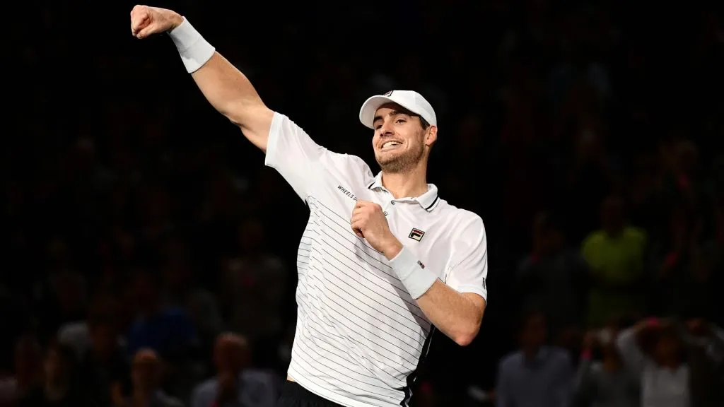 John Isner of the United States celebrates victory during the Mens Singles semi final match against Marin Cilic of Croatia on day six of the BNP Paribas Masters in 2016. (Source: Dan Mullan/Getty Images)