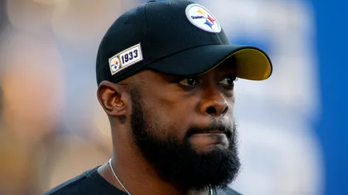 Head coach Mike Tomlin of the Pittsburgh Steelers walks onto the field ahead of a game against the Los Angeles Chargers at Dignity Health Sports Park on October 13, 2019 in Carson, California.