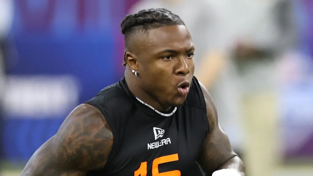 Kaleb Johnson running at the Combine