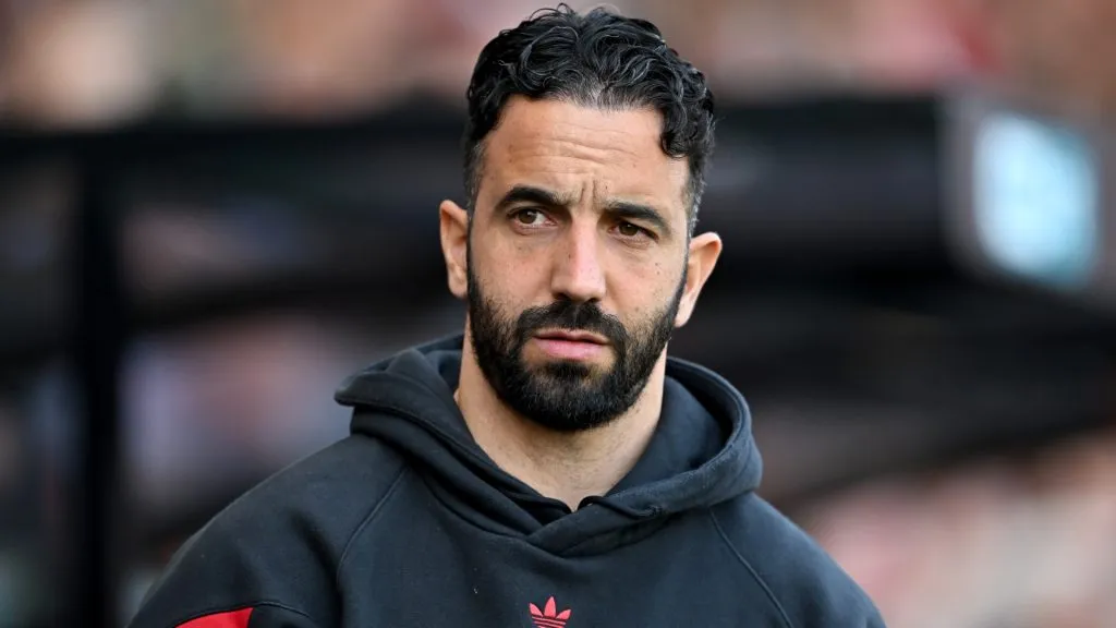 Ruben Amorim, Manager of Manchester United, looks on during the Premier League match between AFC Bournemouth and Manchester United FC at Vitality Stadium on April 27, 2025. (Source: Dan Mullan/Getty Images)