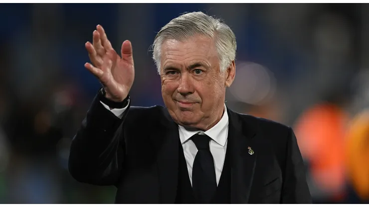 Carlo Ancelotti, Head Coach of Real Madrid, gestures during the LaLiga match between Getafe CF and Real Madrid CF at Coliseum Alfonso Perez on April 23, 2025 in Getafe, Spain.