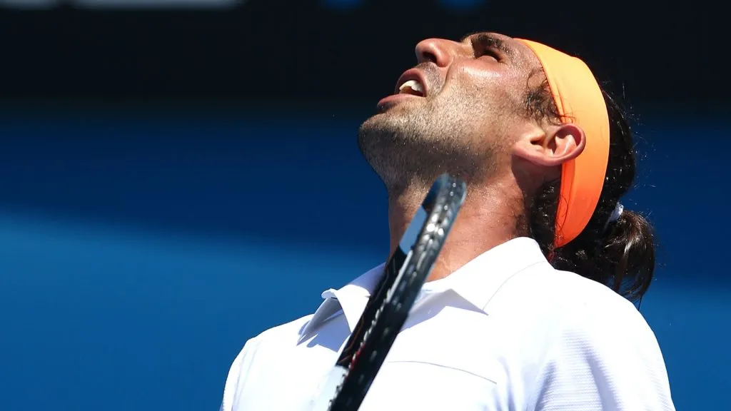 Baghdatis reacts during the 2015 Australian Open (Robert Prezioso/Getty Images)
