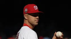 MacKenzie Gore #1 of the Washington Nationals throws a pitch in the first inning against the Philadelphia Phillies on Opening Day at Nationals Park on March 27, 2025 in Washington, DC.