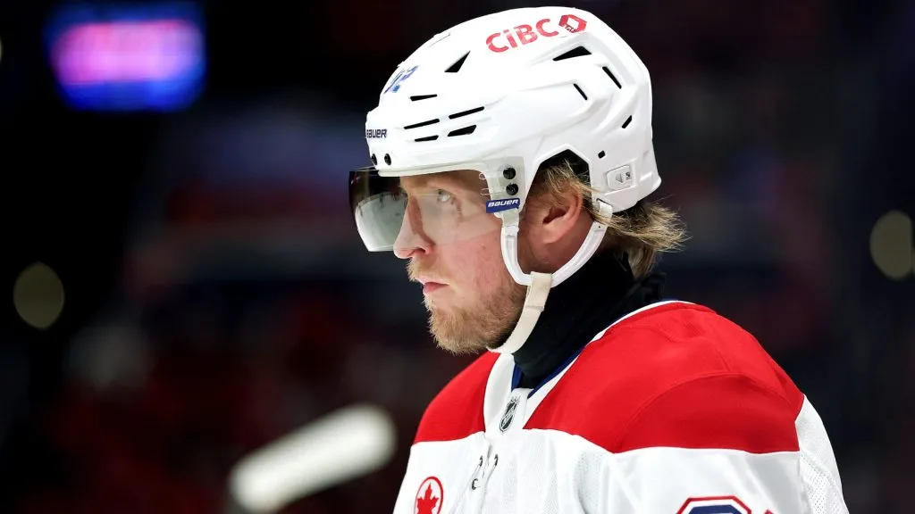 Patrik Laine #92 of the Montreal Canadiens looks on against the Washington Capitals during the third period in Game One of the First Round of the 2025 Stanley Cup Playoffs. (Source: Patrick Smith/Getty Images)