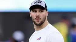Josh Allen #17 of the Buffalo Bills warms up before the game against the Los Angeles Chargers at SoFi Stadium on December 23, 2023 in Inglewood, California.