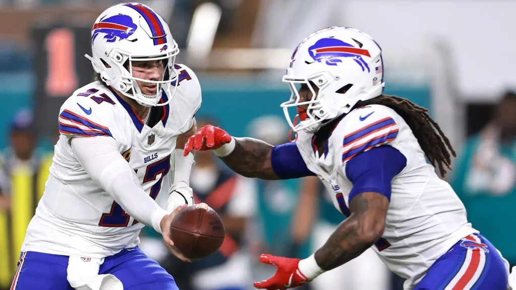 James Cook with Josh Allen Buffalo Bills