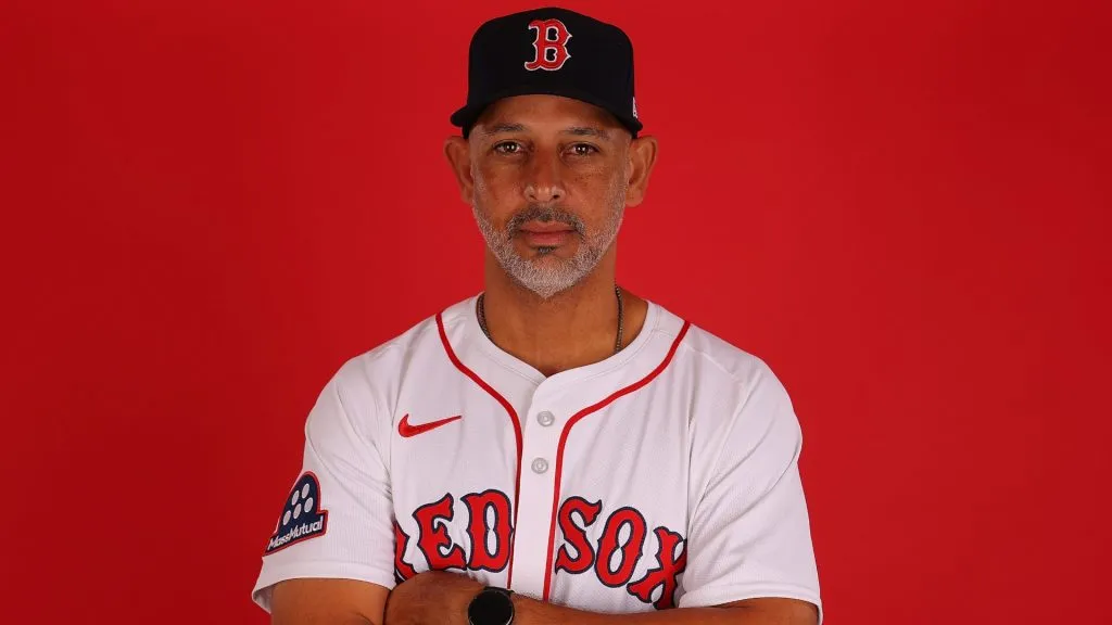 Manager Alex Cora #13 of the Boston Red Sox poses for a portrait during photo day at JetBlue Park at Fenway South on February 18, 2025. (Source: Kevin C. Cox/Getty Images)