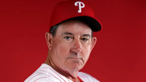 Manager Rob Thomson #59 of the Philadelphia Phillies poses for a portrait during the Philadelphia Phillies Photo Day at BayCare Ballpark on February 20, 2025.