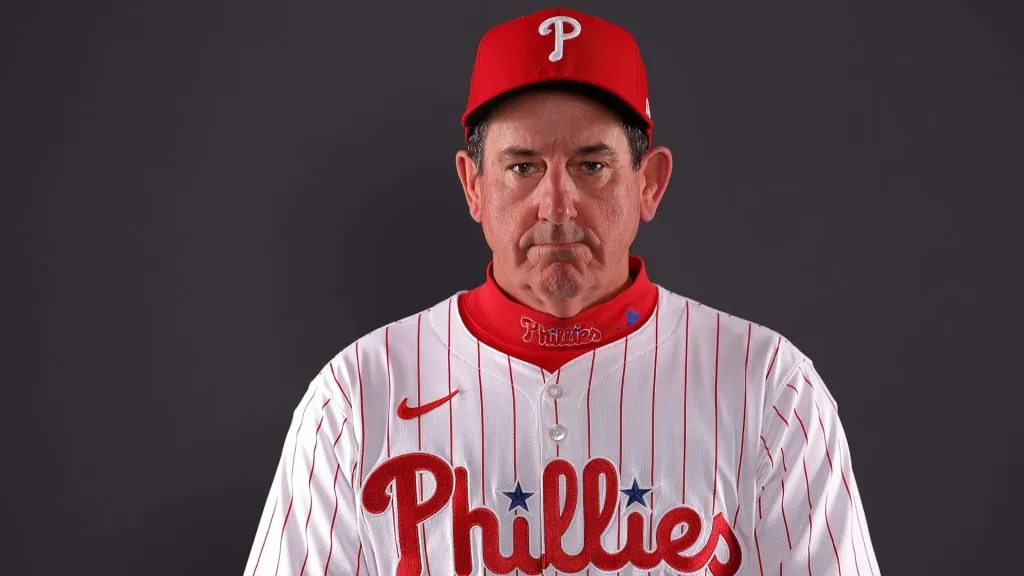 Manager Rob Thomson #59 of the Philadelphia Phillies poses for a portrait during photo day at BayCare Ballpark on February 22, 2024. (Source: Kevin C. Cox/Getty Images)