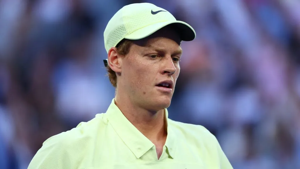 Jannik Sinner of Italy reacts in the Menās Singles Final against Alexander Zverev of Germany during the 2025 Australian Open. (Graham Denholm/Getty Images)