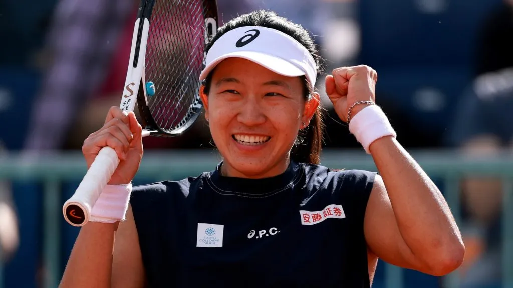 Uchijima celebrates during the 2025 Madrid Open (Clive Brunskill/Getty Images)