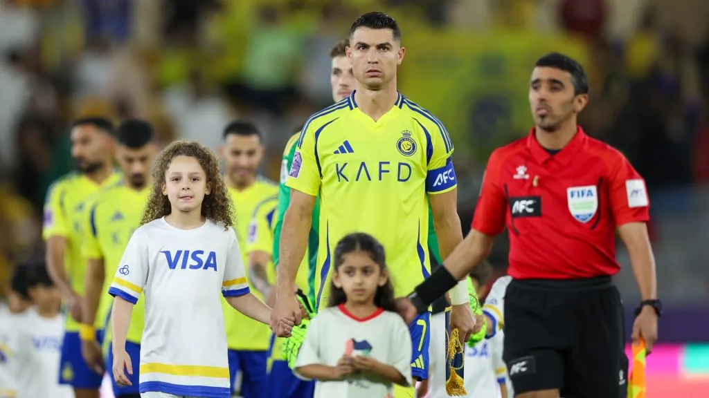 Cristiano Ronaldo of Al Nassr looks on prior the AFC Champions League Elite – Quarter Final match between Yokohama Marinosi and Al Nassr at Prince Abdullah Al Faisal Stadium on April 26, 2025 in Jeddah, Saudi Arabia. (Photo by Yasser Bakhsh/Getty Images)