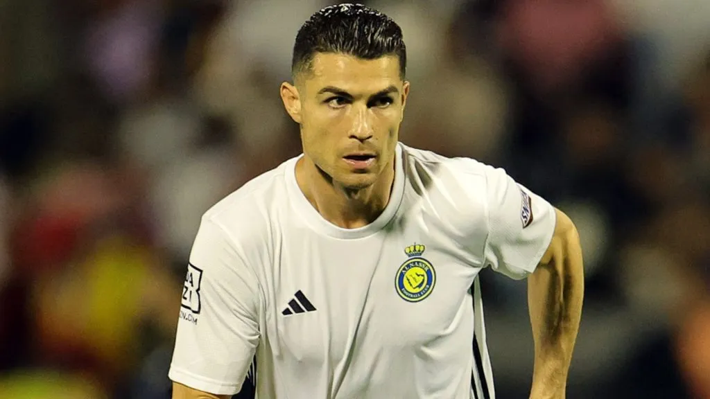 Cristiano Ronaldo of Al Nassr runs off the ball during the Saudi Pro League match between Al Qadsiah and Al Nassr at Prince Mohamed bin Fahd Stadium on April 18, 2025 in Al Khobar, Saudi Arabia. (Photo by Abdullah Ahmed/Getty Images)