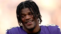 Lamar Jackson #8 of the Baltimore Ravens looks on against the Seattle Seahawks during the second half at M&T Bank Stadium on November 05, 2023 in Baltimore, Maryland.