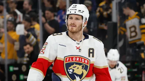 Matthew Tkachuk #19 of the Florida Panthers warms up before a game against the Boston Bruins during Game Six of the Second Round of the 2024 Stanley Cup Playoffs at the TD Garden on May 17, 2024 in Boston, Massachusetts. The Panthers won 2-1 to advance to the Eastern Conference final.