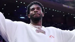 Shedeur Sanders attends the quarterfinal game of the Emirates NBA Cup between the New York Knicks and the Atlanta Hawks at Madison Square Garden on December 11, 2024 in New York City. The Atlanta Hawks defeated the New York Knicks 108-100 to advance to the semifinal round.