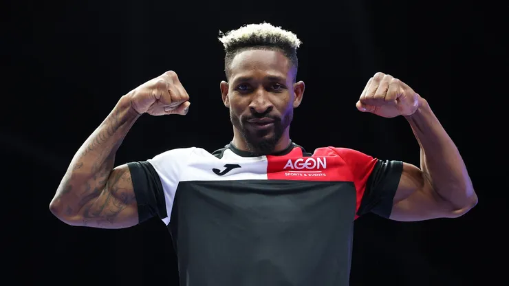 William Scull poses for a photo during the media workout ahead of his IBF, WBC and WBO World Super Middleweight titles fight on April 30, 2025.
