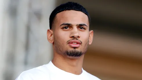 Super lightweight boxer Rolando Romero is seen during a ceremonial weigh-in in Toshiba Plaza at T-Mobile Arena on September 13, 2024.